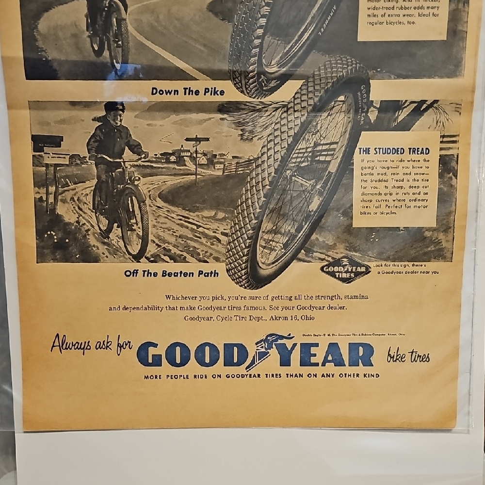 Vintage Goodyear Bike Tires Advertisement / Back Erector Set Advertisement 1955 - Picture 8 of 12